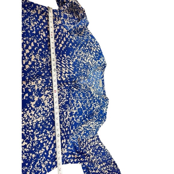 Catherines 3X Button Up Blue White Ombré Abstract Tunic Long Sleeve V-Neck Top - Picture 7 of 11